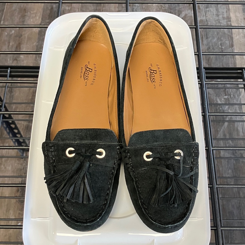 G.H. Bass & Co. Dark Suede Tassel Loafers